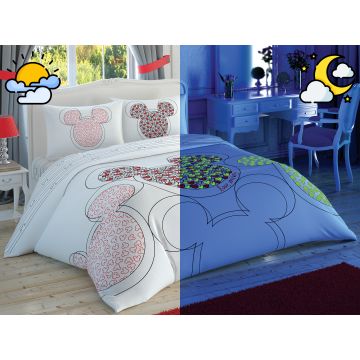 Disney Home - Love Mickey Mouse Glow ranforce 2-persoons dekbedovertrekset 200x220cm (gelicentieerd)