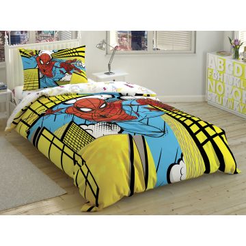 Disney Home - Spiderman Exciting BRF 1-persoons kinder dekbedovertrekset (gelicentieerd)