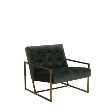 GENEVE fauteuil velvet 81x71x70cm olijf groen met goud poten