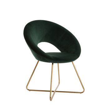 CHARLIE fauteuil 72x57x85cm velvet donker groen met goud poten