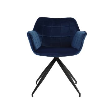 JAIMY eetkamerstoel velvet 62x52x81cm blauw met zwart poten