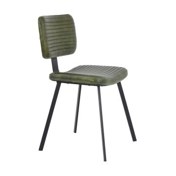 MASANA eetkamerstoel leer 51x47x82cm groen met zwart poten