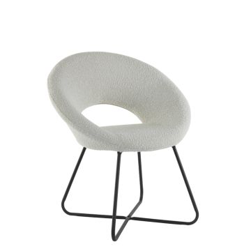 ANTONY fauteuil bouclé (lus) 72x64x82cm crème met zwart poten