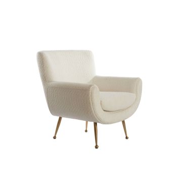 VINSTRA fauteuil bouclé (lus) 79x76x79cm crème met goud poten