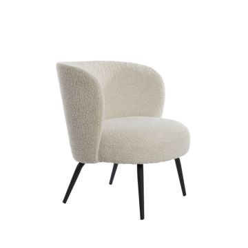 DIEYDA fauteuil bouclé (lus) 68x67x72cm crème met zwart poten