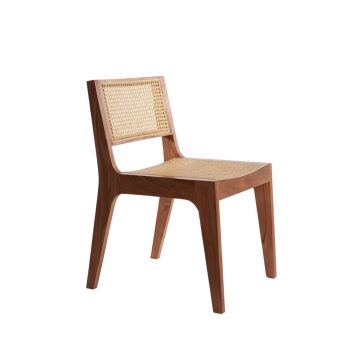 MELAKY houten fauteuil 52,5x49x77,5cm hout bruin en webbing naturel