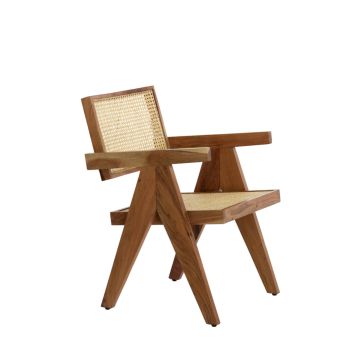 MORAZAN houten fauteuil 56x53x79cm naturel en rotan naturel