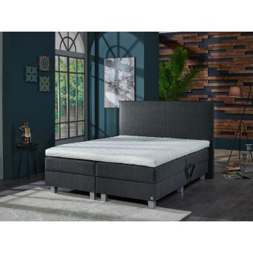 Boston elektrische boxspring 140x200cm antraciet met Hybrid topper