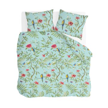 Bird Garden dekbedovertrek 240x220cm aqua blauw