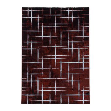 Costa Fisk tapis poils ras rectangle 140x200cm rouge