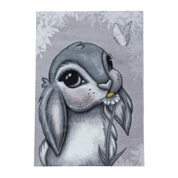 Funny Lapin tapis chambre d'enfant poils ras rectangle 80x150cm roses