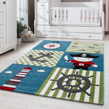 Kids Pirate tapis chambre d'enfant poils ras rectangle 160x230cm multicolore
