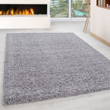 Life Shaggy vloerkleed hoogpolig rechthoek 80x150cm lichtgrijs