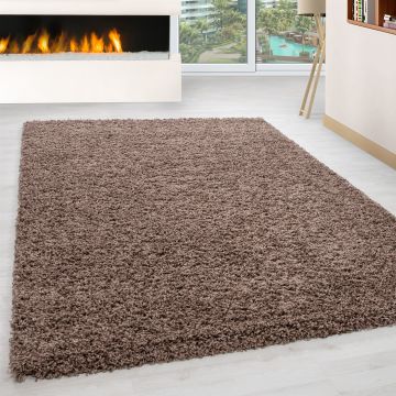 Life Shaggy vloerkleed hoogpolig rechthoek 120x170cm mokka