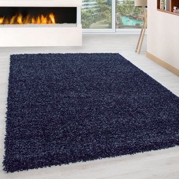 Life Shaggy tapis poils longs rectangle 80x150cm bleu marine