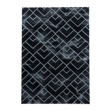 Naxos Parallel B vloerkleed laagpolig rechthoek 120x170cm zilverkleur