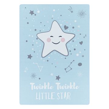 Play Twinkel Twinkel Kleine Ster antislip kinderkamer vloerkleed lussenpolig rechthoek 200x290cm blauw