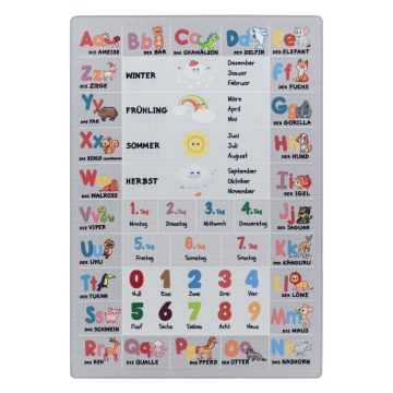 Play Edu antislip educatief kindertapijt lussenpolig rechthoek 140x200cm grijs (duits)