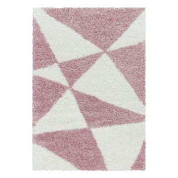 Tango Shaggy vloerkleed hoogpolig rechthoek 200x290cm roos