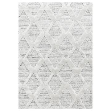 Pisa Rhombus vloerkleed hoogpolig rechthoek 200x290cm grijs