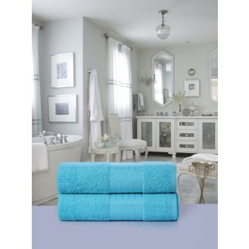 handdoekenset 70x140cm (2 stuks) nr:1000 aqua blauw