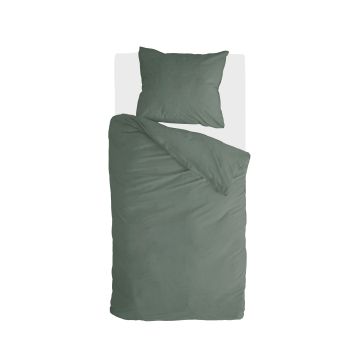 Vintage Cotton dekbedovertrek 140x220cm donkergroen