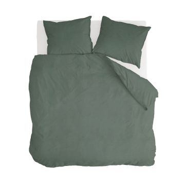 Vintage Cotton dekbedovertrek 200x220cm donkergroen