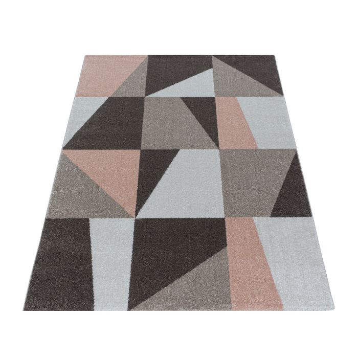 Efor Hexa tapis poils ras rectangle 80x150cm rose