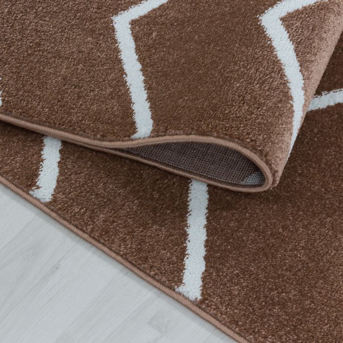 Rio Zigzag tapis poils longs rectangle 80x150cm cuivré