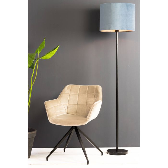 JAIMY eetkamerstoel velvet 62x52x81cm lichtgrijs met zwart poten