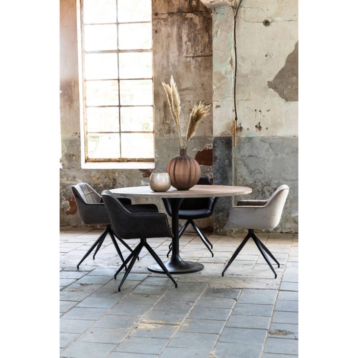 JAIMY eetkamerstoel velvet 62x52x81cm lichtgrijs met zwart poten