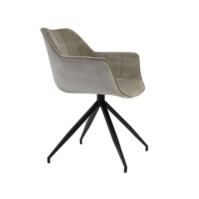 JAIMY eetkamerstoel velvet 62x52x81cm lichtgrijs met zwart poten