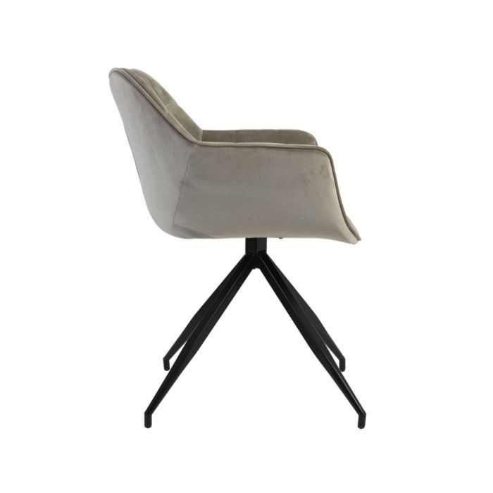 JAIMY eetkamerstoel velvet 62x52x81cm lichtgrijs met zwart poten