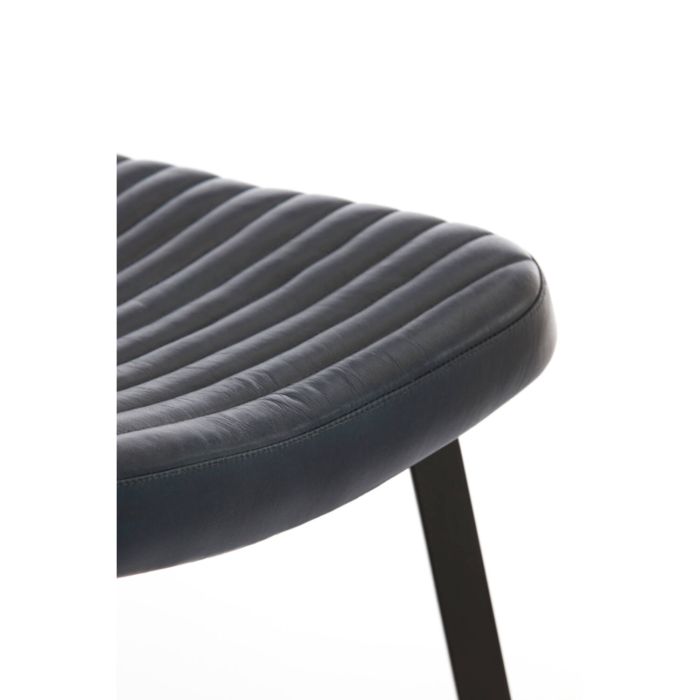 MASANA eetkamerstoel leer 51x47x82cm blauw met zwart poten