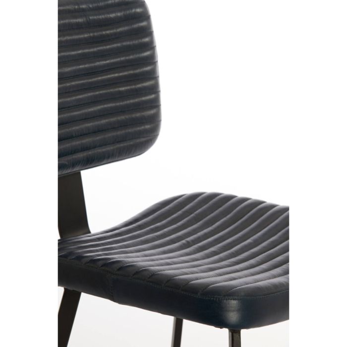MASANA eetkamerstoel leer 51x47x82cm blauw met zwart poten