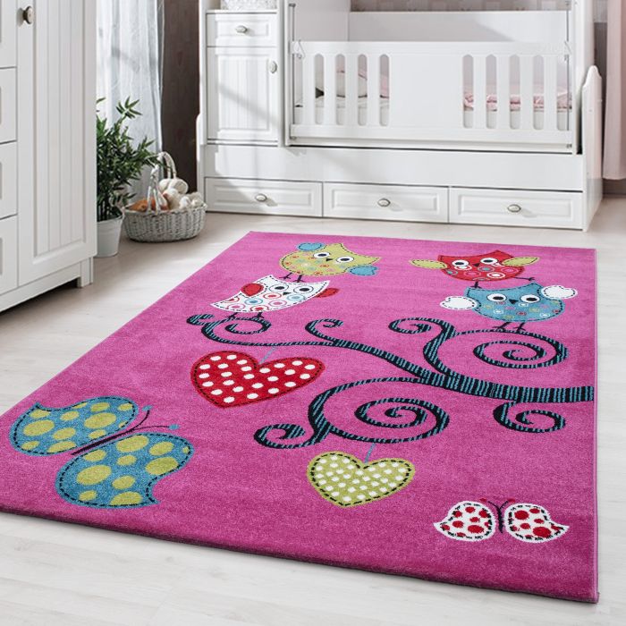 Kids Uiltjes kinderkamer vloerkleed laagpolig rechthoek 140x200cm lila