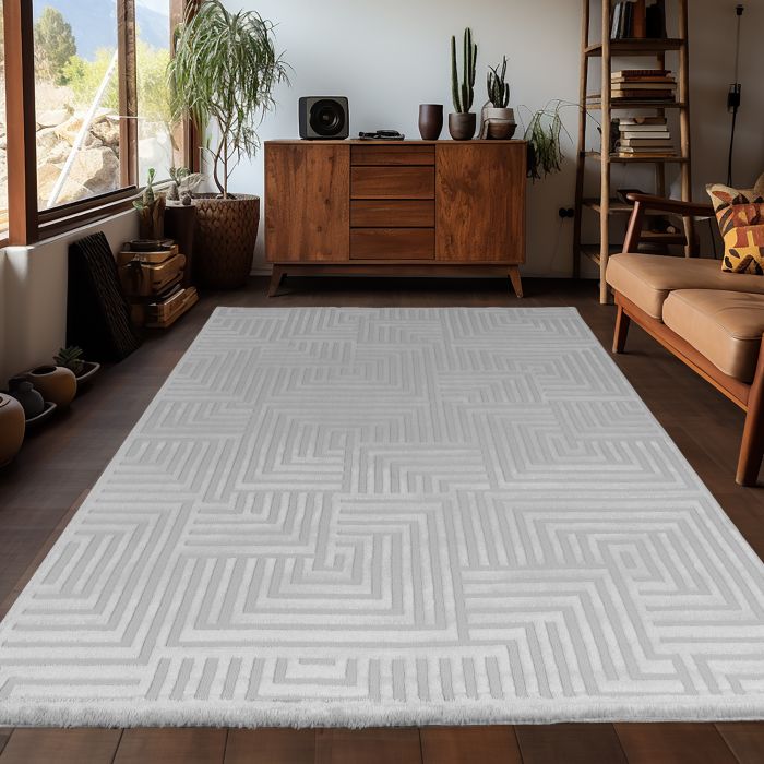 Sahara Zelora vloerkleed laagpolig rechthoek 240x340cm zilver