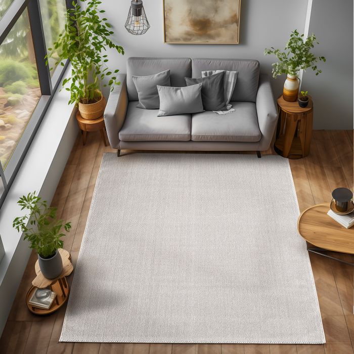 Loom vloerkleed laagpolig rechthoek 140x200cm crème